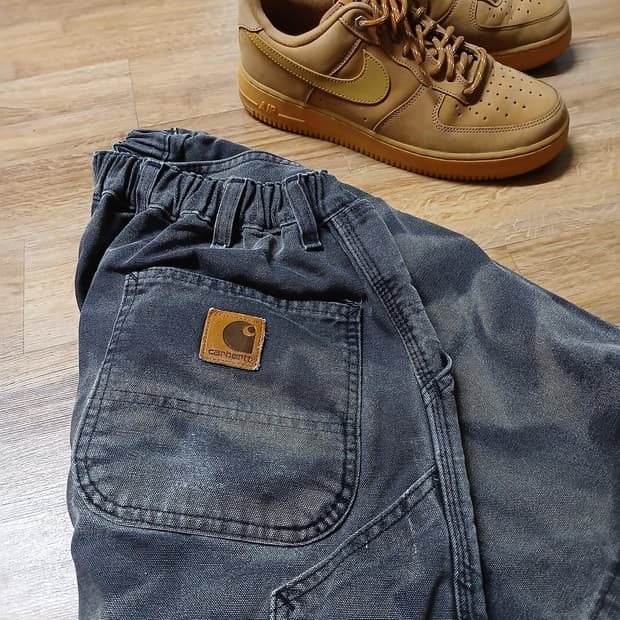 carhartt 칼하트 쫀쫀한 허리 반바지 카펜터 데님 타이다이 카모