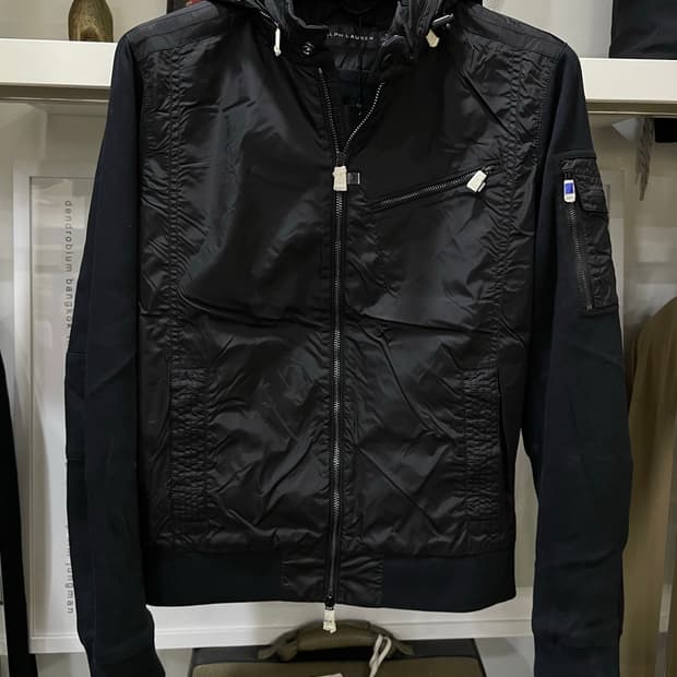 폴로랄프로렌(블랙라벨)/블랙 후드봄버자켓(M)