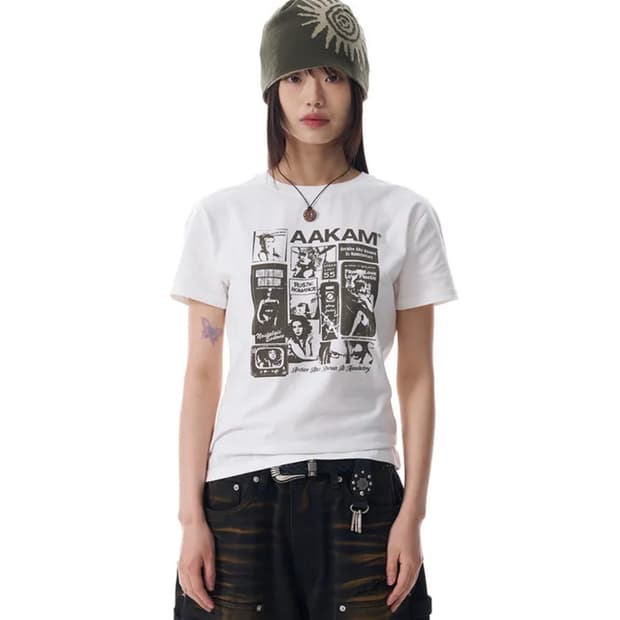 아캄 반팔티 Collage Artwork Half Top