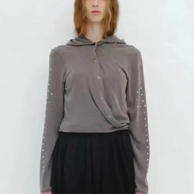 세릭 비즈 랩 후드 가디건 beads wrap hood cardigan