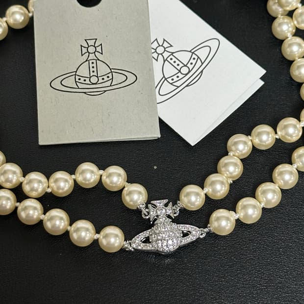 비비안 웨스트우드 Grazziella Pearl Choker Silver