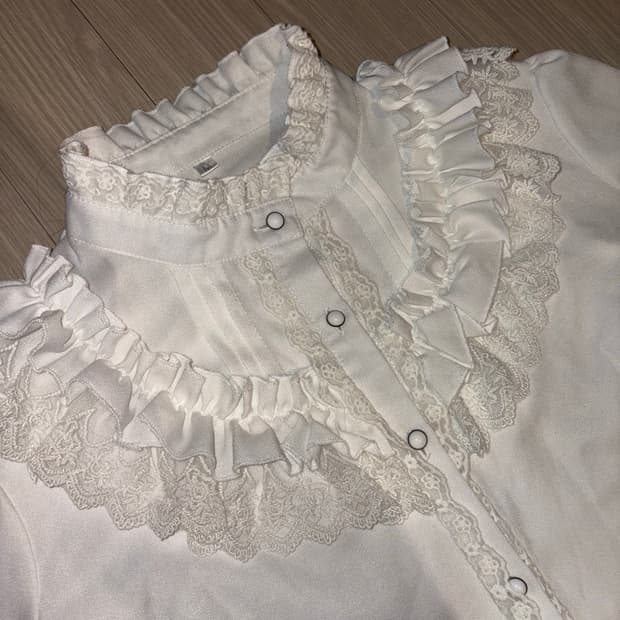 로리타 화이트 프릴 블라우스 서브컬쳐 고딕 펑크 y2k 갸루 고스로리