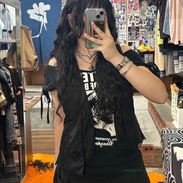JPN 걸스 프린팅 오프숄더 베스트 SET
