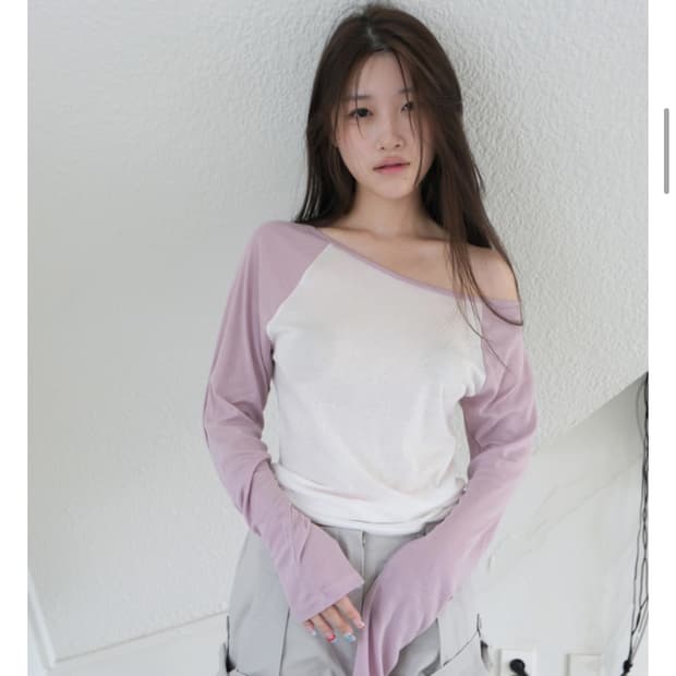베이비랩 렝글런 오프 언발 티 (핑크)