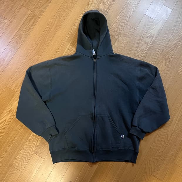 [L] 90s 빈티지 러셀 후드집업 썬페이드 다크 그린