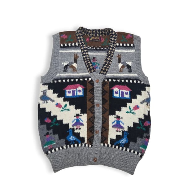 INCATEX 인카텍스 알파카100% 핸드메이드 니트 베스트 조끼