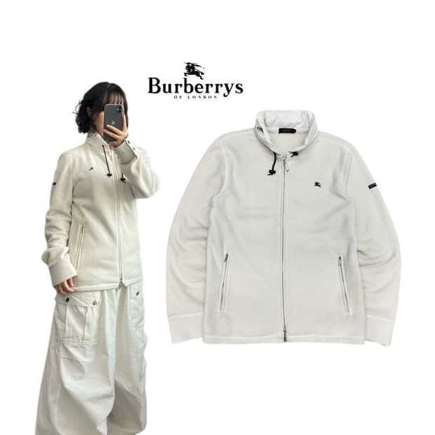 버버리 제팬 블랙라벨 투웨이 플리스 자켓 화이트