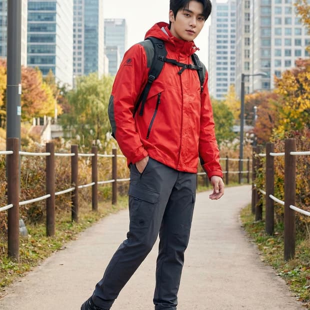 코오롱스포츠 남성 나일론 레드 바람막이_105