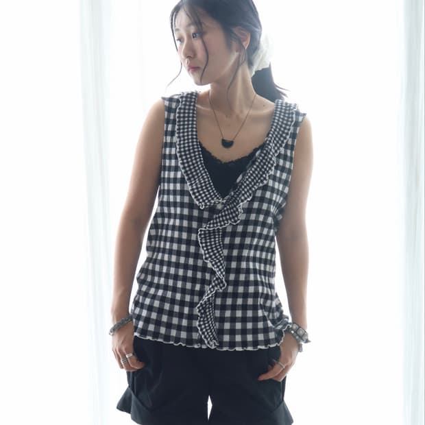 [Tsumori Chisato] Gingham Crinkle Blouse