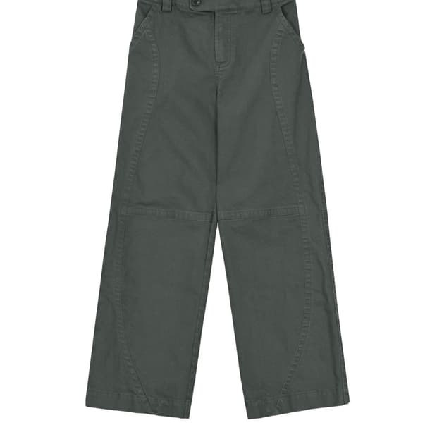 CURVED LINE WASHED DENIM PANTS