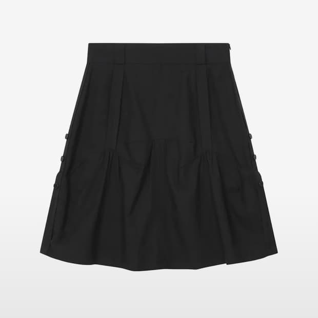 미세키서울 Slouchy balloon midi skirt BLACK