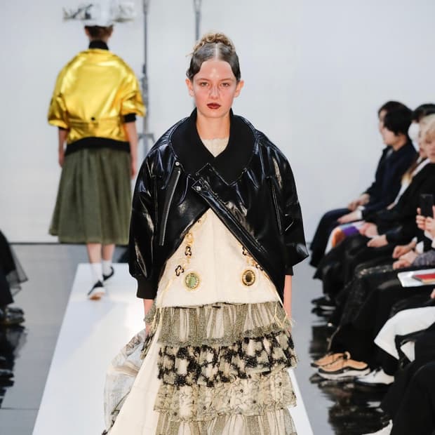 2019 런웨이 꼼데가르송 트리콧 페이크레더 봄버 자켓