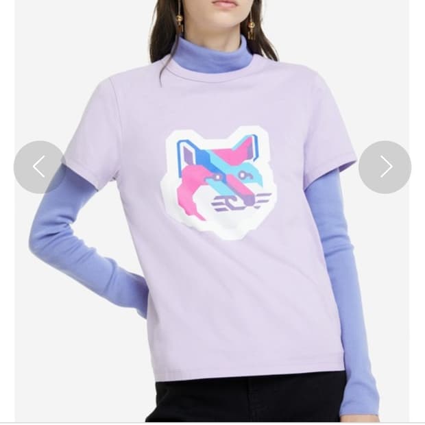 (정품 새상품)메종 키츠네 픽셀 폭스 티셔츠 라일락44-55xs