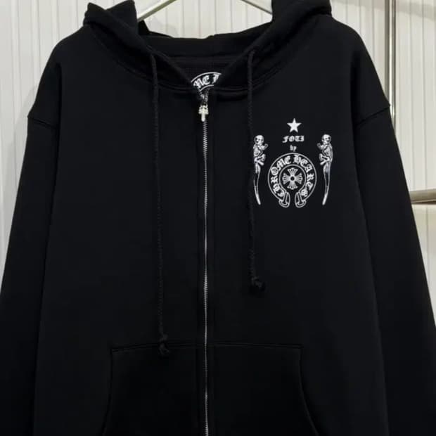 [정품] 크롬하츠X포티 백로고 대거 후드집업 블랙 L
