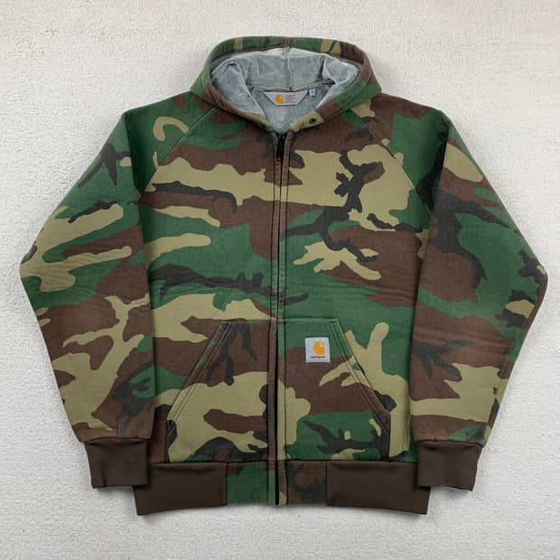 칼하트 우드랜드 카모 카럭스 써모 스웻 후드집업