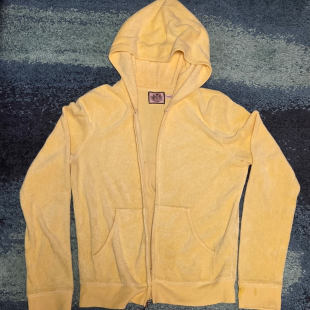 주시꾸뛰르 벨벳 테리 연노랑 후드집업 희귀져지 y2k 