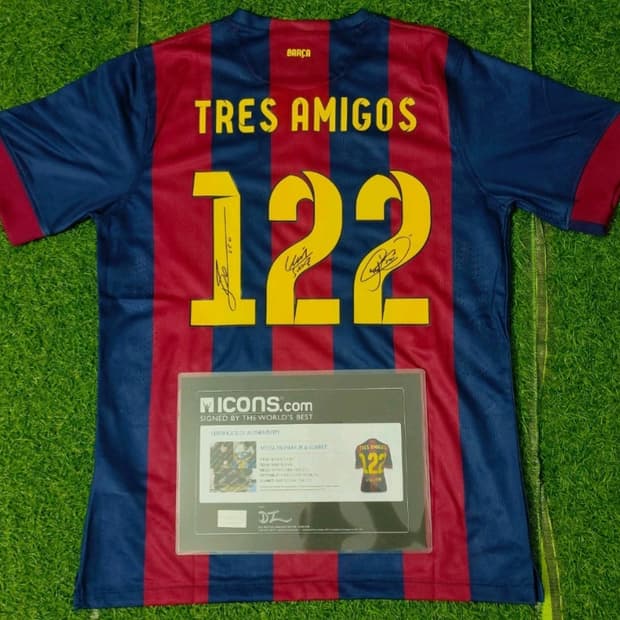 14-15 바르셀로나 MSN 아이콘즈 인증 사인 유니폼 판매