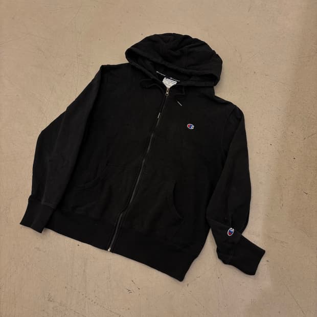 챔피온 스몰로고 블랙 후드집업