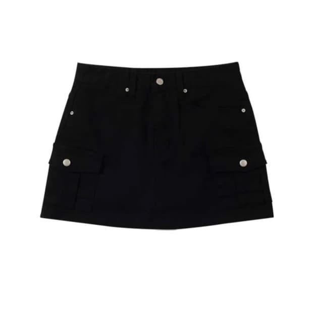 애즈온 사이드 포켓 카고스커트 블랙 M