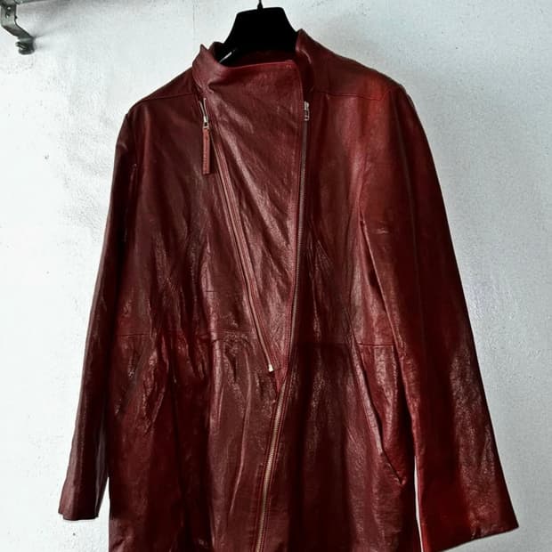 Italy high neck leather coat