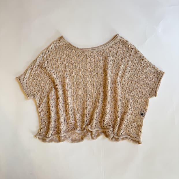 Leaf Pattern Oversized Knit Crop Top