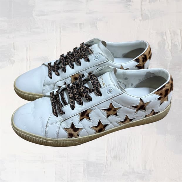 생로랑 레오파드 스타 패치 스니커즈 40