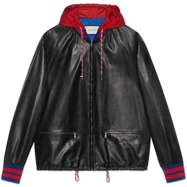 구찌 후드 레더 점퍼