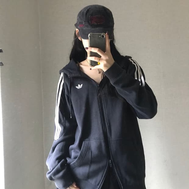 아디다스 블랙 투웨이 후드집업