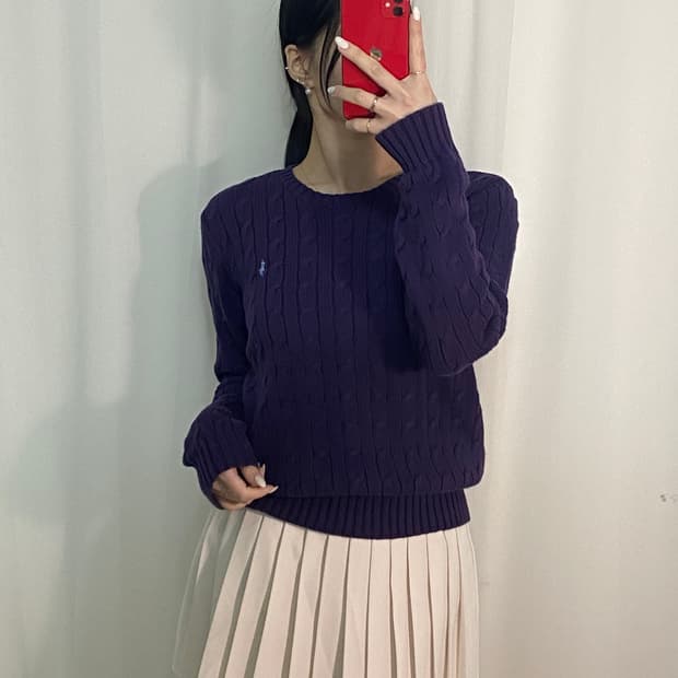 폴로 포니 꽈배기 니트