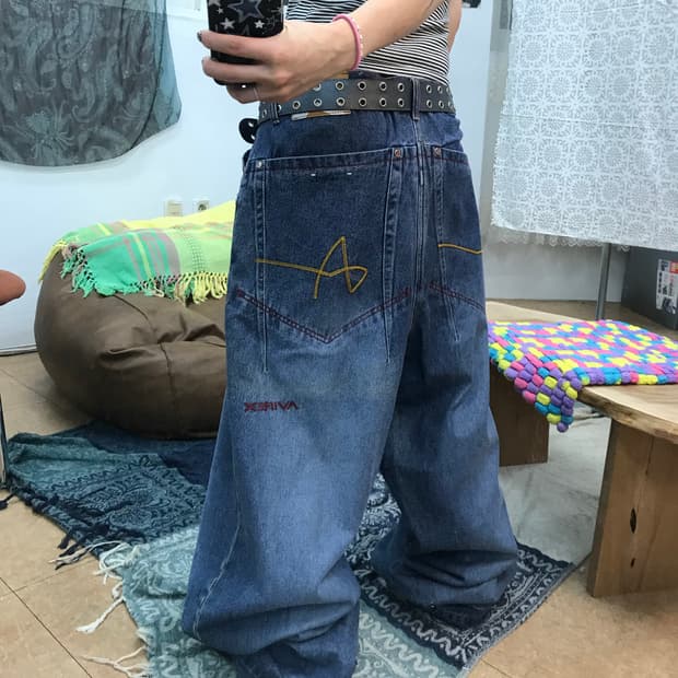 아비렉스 와이드 데님팬츠 