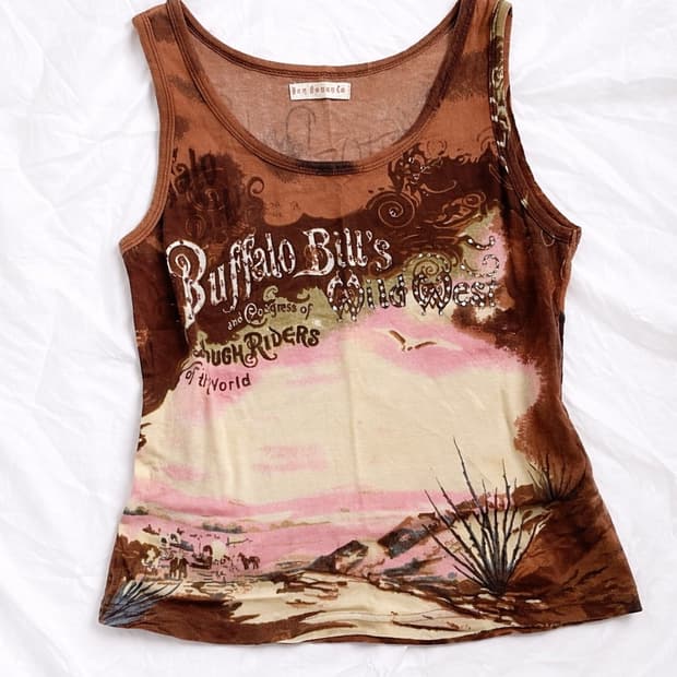 빈티지 웨스턴 그래픽 슬리브리스