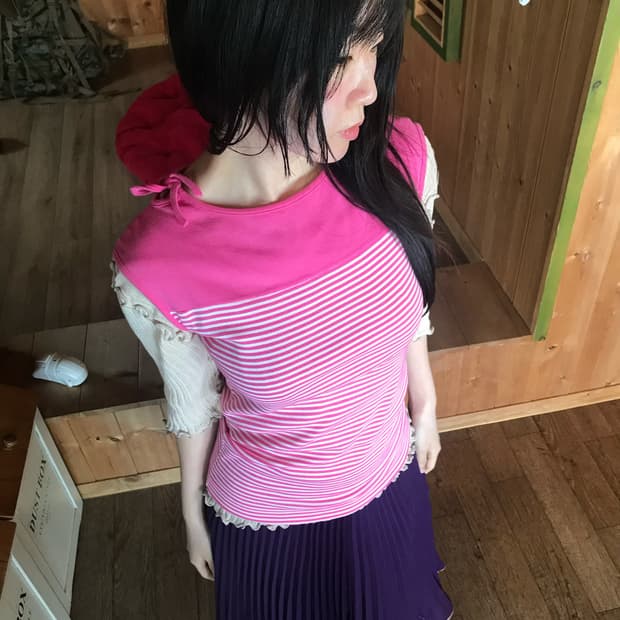 vintage stripe pink sleeveless