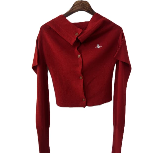 비비안 웨스트우드 레드 크롭 가디건
