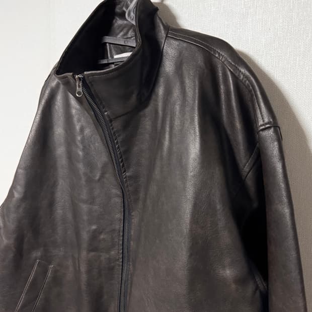 로빈 투웨이 다크브라운 레더 봄버 자켓