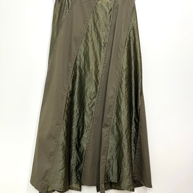 일본 빈티지 패치워크 언발 레이어드 롱 스커트