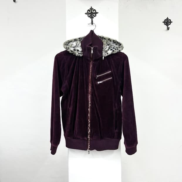 Semantic design burgundy leopard hoodie