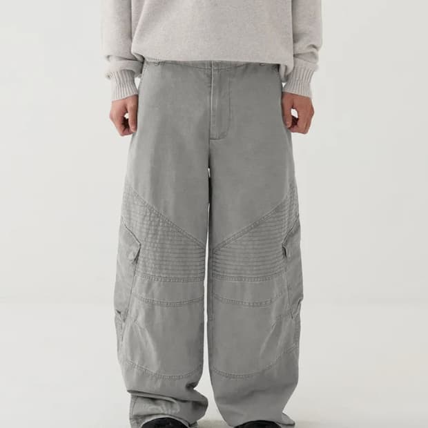 노운 x 우연 워싱 바이커 카고 팬츠