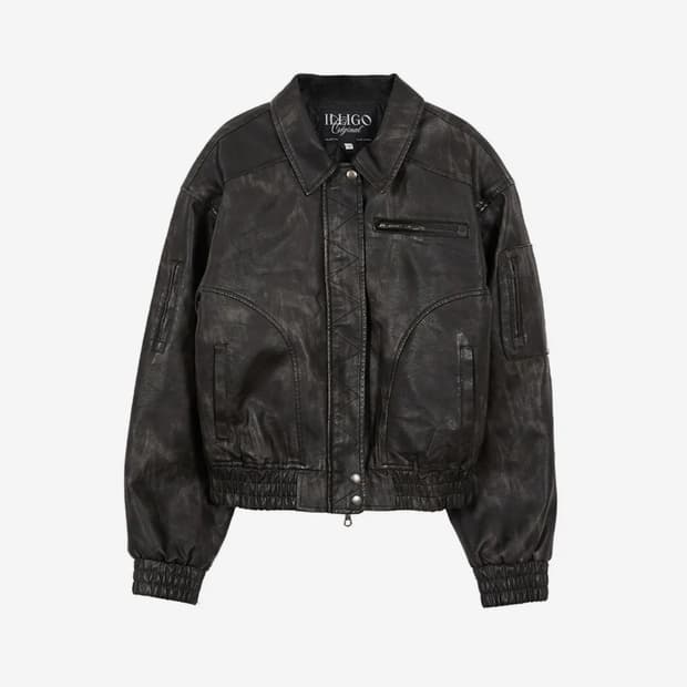 일리고 워시드 레더 봄버 자켓
