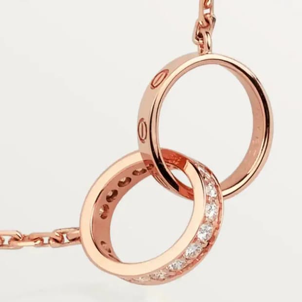 까르띠에 러브 핑크골드 세미파베 목걸이 네크리스 펜던트 로즈