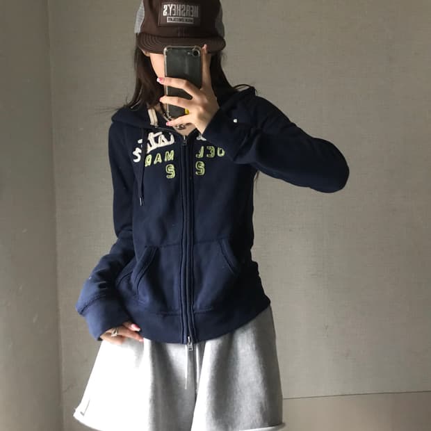 홀리스터 네이비 슬림핏 후드집업