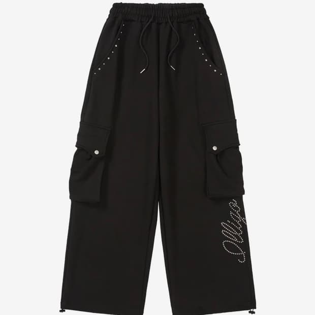 일리고 )스터드 카고 스웻 팬츠 블랙
