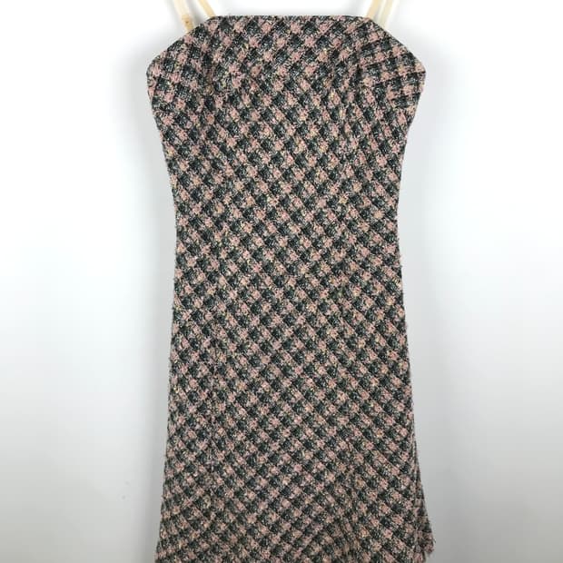 레지나st 트위드 핑크 롱원피스 y2k 오네갸루 딸기우유 끈원피스