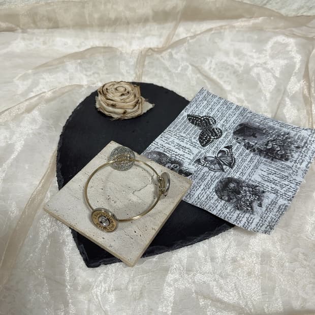 빈티지 미러 메탈 랩 팔찌