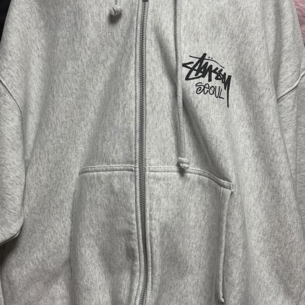 스투시 서울 후드집업 애쉬헤더 xl