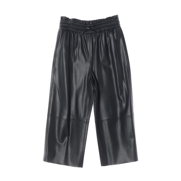 ZARA 블랙 레더 밴딩 와이드 큐롯 팬츠 M