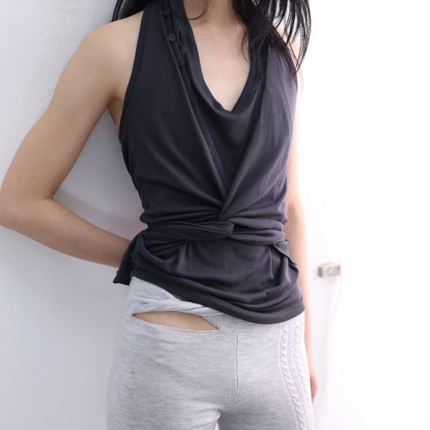 Halter Wrap Sleeveless (charcoal) S