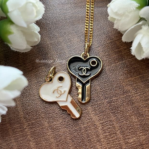 샤넬 하트 키 골드 목걸이