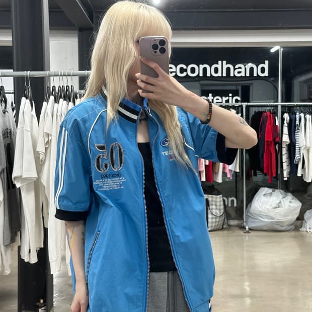 푸부 나일론 바람막이 반팔 집업 