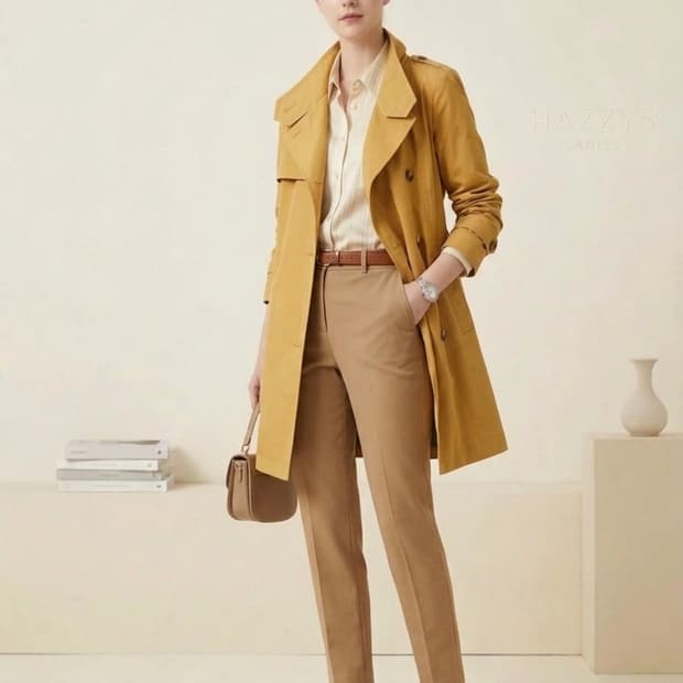 봄추천 | 헤지스 레이디스 옐로우 하프 트렌치코트 55 | 고급라인