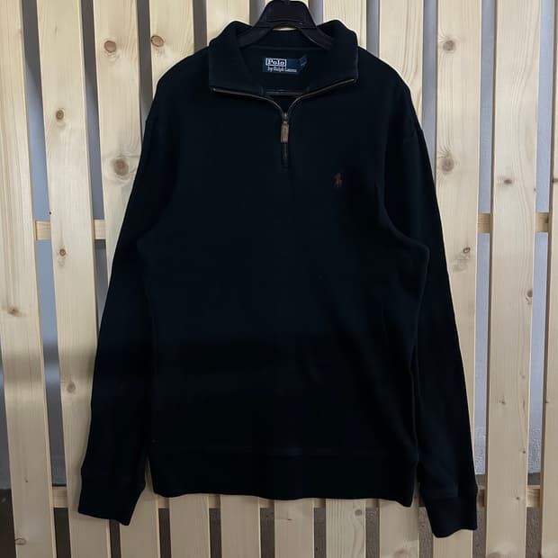 (M) 폴로 랄프로렌 블랙 반집업 니트